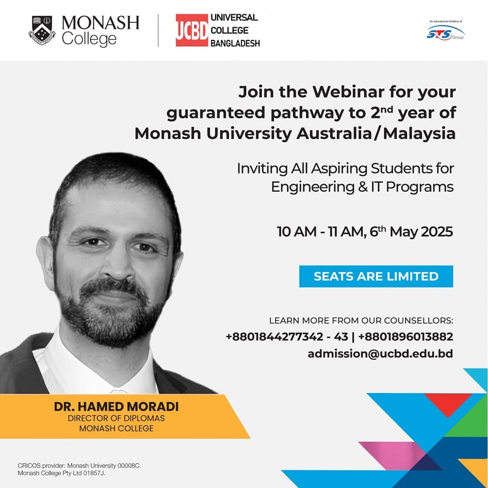 Join the Webinar for your guaranteed pathway to 2nd year of Monash University Australia/Malaysia